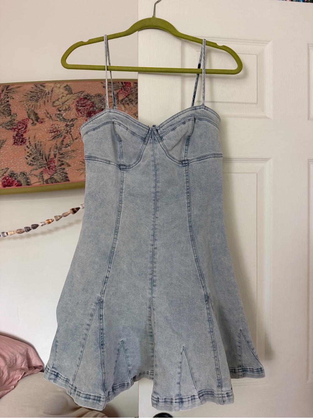mahina Light Blue Denim Corset Mini Dress
